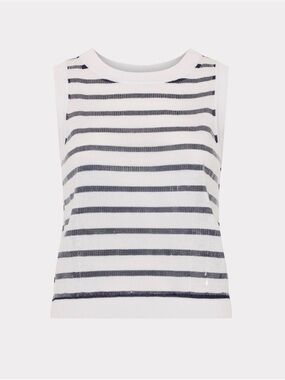 Milly Striped Knit Tank - White and Navy